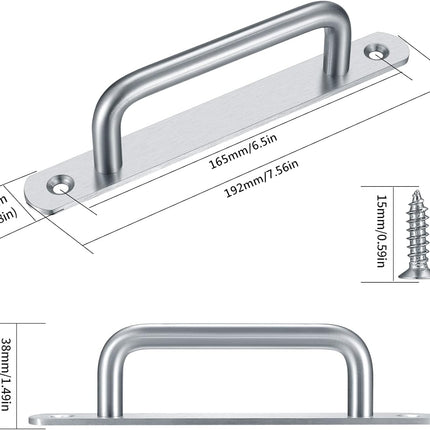 2 pieces sliding door handles, split door handles, sliding door handle with stainless steel plate, cabinet door handle, shed door handles, garden door handles (192 mm) 192MM.