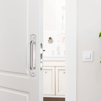 2 pieces sliding door handles, split door handles, sliding door handle with stainless steel plate, cabinet door handle, shed door handles, garden door handles (192 mm) 192MM.