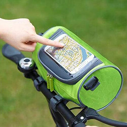 Waterproof Bicycle Handlebar Bag with Transparent Pouch and Adjustable Strap High-Capacity Cycling Front Pack #1 Green.