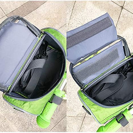 Waterproof Bicycle Handlebar Bag with Transparent Pouch and Adjustable Strap High-Capacity Cycling Front Pack #1 Green.