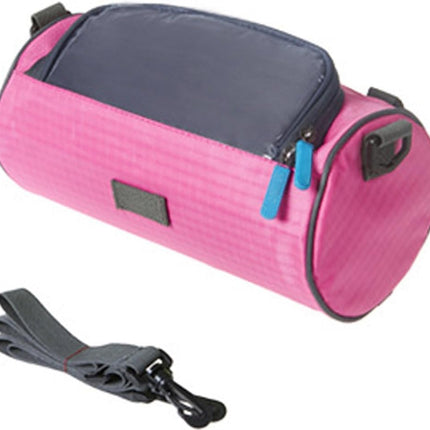 Waterproof Bicycle Handlebar Bag with Transparent Pouch and Adjustable Strap High-Capacity Cycling Front Pack #2 Pink.