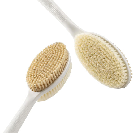 Hand Held for Dry Brushing, Dry Brush for Lymphatic Drainage, Exfoliating Skin Brush with Soft and Stiff Bristles, 2-Pack Replacement Head for 19" Back Scrubber(Handle not Included)..