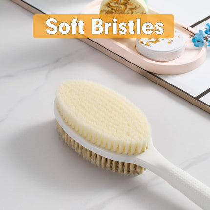 Hand Held for Dry Brushing, Dry Brush for Lymphatic Drainage, Exfoliating Skin Brush with Soft and Stiff Bristles, 2-Pack Replacement Head for 19" Back Scrubber(Handle not Included)..