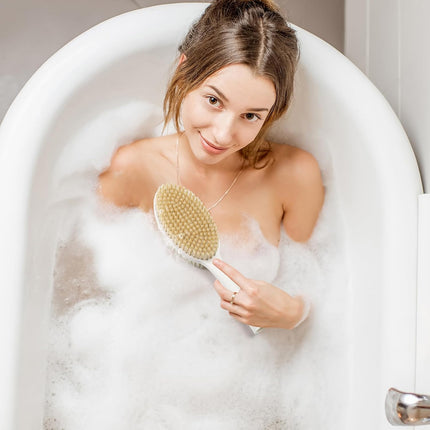 Hand Held for Dry Brushing, Dry Brush for Lymphatic Drainage, Exfoliating Skin Brush with Soft and Stiff Bristles, 2-Pack Replacement Head for 19" Back Scrubber(Handle not Included)..
