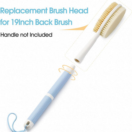 Hand Held for Dry Brushing, Dry Brush for Lymphatic Drainage, Exfoliating Skin Brush with Soft and Stiff Bristles, 2-Pack Replacement Head for 19" Back Scrubber(Handle not Included)..