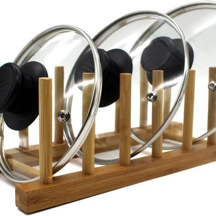 Bamboo Wooden Dish Rack Plates Holder Kitchen Storage Cabinet Organizer for Dish/Plate/Bowl/Cup/Pot Lid/Cutting Board (Pack of 2).