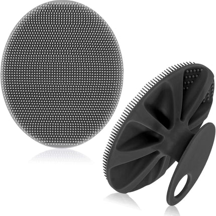 Soft Silicone Body Cleansing Brush Shower Scrubber, Gentle Exfoliating and Massage for All Kinds of Skin (Gray+Black).