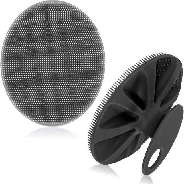 Soft Silicone Body Cleansing Brush Shower Scrubber, Gentle Exfoliating and Massage for All Kinds of Skin (Gray+Black).