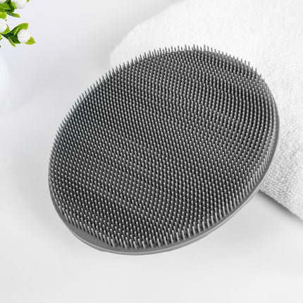Soft Silicone Body Cleansing Brush Shower Scrubber, Gentle Exfoliating and Massage for All Kinds of Skin (Gray+Black).