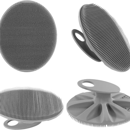 Soft Silicone Body Cleansing Brush Shower Scrubber, Gentle Exfoliating and Massage for All Kinds of Skin (Gray+Black).