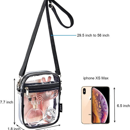 Clear Crossbody Bag, Stadium Approved Clear Purse Bag for Concerts Sports Events.
