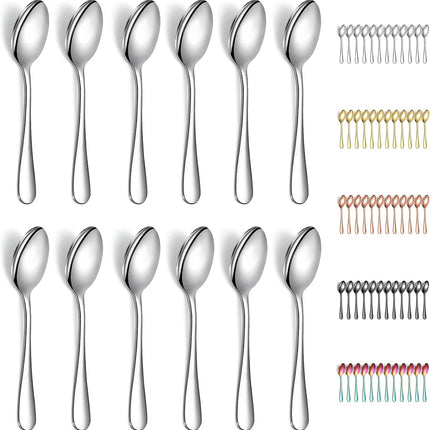 Teaspoons 12 Pieces 14cm, Stainless Steel Tea Spoon Coffee Spoons Dessert Spoons, Cutlery for Tea, Coffee, Cake, Dessert, Dishwasher Safe.