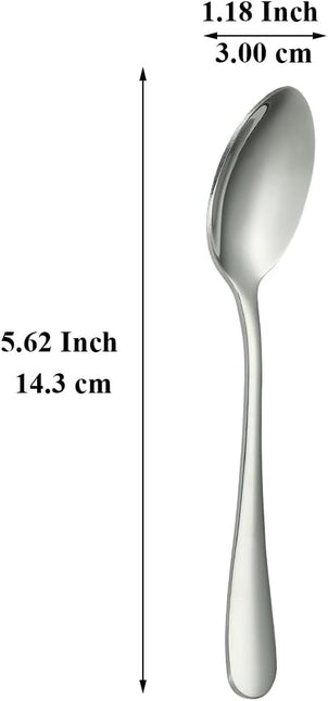 Teaspoons 12 Pieces 14cm, Stainless Steel Tea Spoon Coffee Spoons Dessert Spoons, Cutlery for Tea, Coffee, Cake, Dessert, Dishwasher Safe.