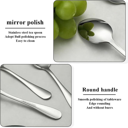 Teaspoons 12 Pieces 14cm, Stainless Steel Tea Spoon Coffee Spoons Dessert Spoons, Cutlery for Tea, Coffee, Cake, Dessert, Dishwasher Safe.