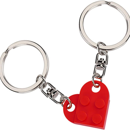 Brick Heart Keychain Set for Couples, Heart Keychain Set for Boyfriend Girlfriend, Matching Heart Keychains Gift for Him Her.