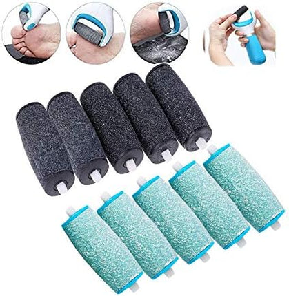 5 Extra Coarse & 5 Regular Coarse Refill Rollers, Professional Replacement Roller Heads Compatible With Amope Pedi Perfect Electronic Foot File.