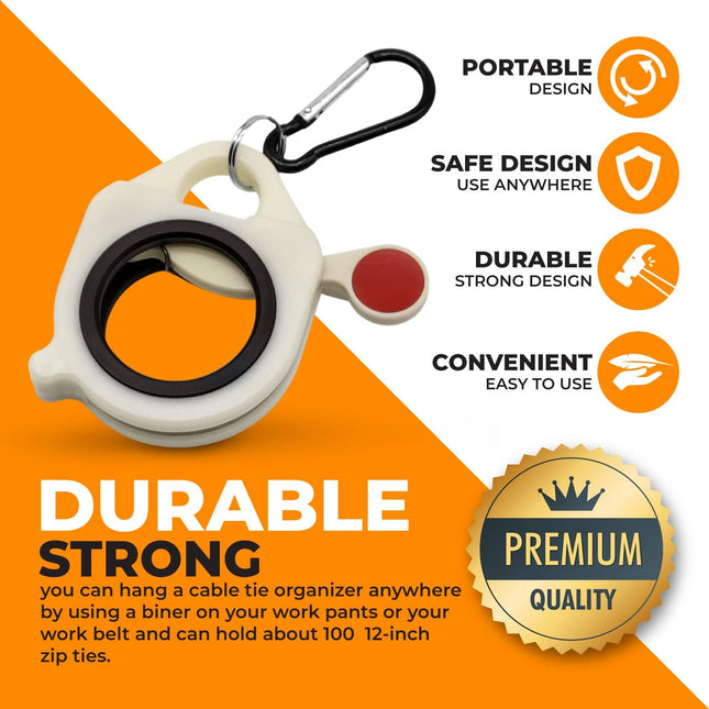 pugdodo Zip TIE Organizer (2PCS)-Light Plastic Cable tie Holder Without Unnecessary Waste and Simple Use-Reusable Cable Tie Organizer (White).
