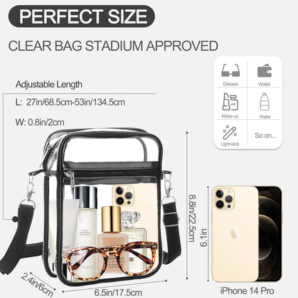 Clear Bag Stadium Approved, Clear Purse Crossbody Bag, Adjustable Shoulder Strap Clear Bags for Concerts.