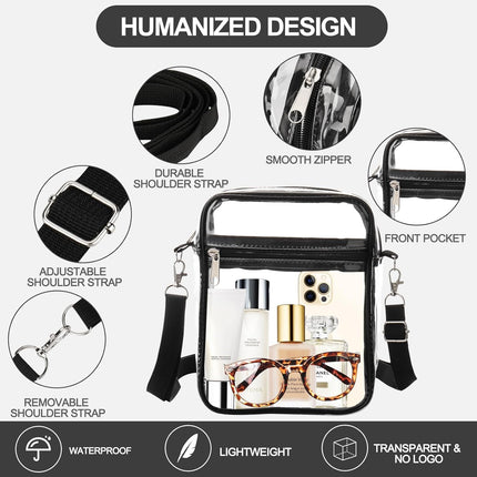 Clear Bag Stadium Approved, Clear Purse Crossbody Bag, Adjustable Shoulder Strap Clear Bags for Concerts.