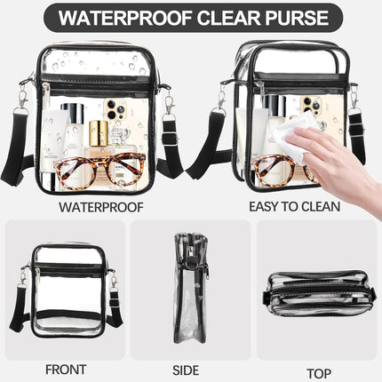 Clear Bag Stadium Approved, Clear Purse Crossbody Bag, Adjustable Shoulder Strap Clear Bags for Concerts.