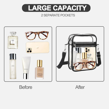 Clear Bag Stadium Approved, Clear Purse Crossbody Bag, Adjustable Shoulder Strap Clear Bags for Concerts.