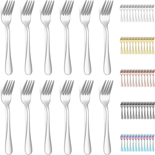 Dessert Forks Set of 12 Pack, Stainless Steel Pastry Fork, Family Appetizer Fork for Fruit, Cake, Cheese, Party Trips, Cafes, Restaurants, Easy to Clean, Dishwasher Safe.
