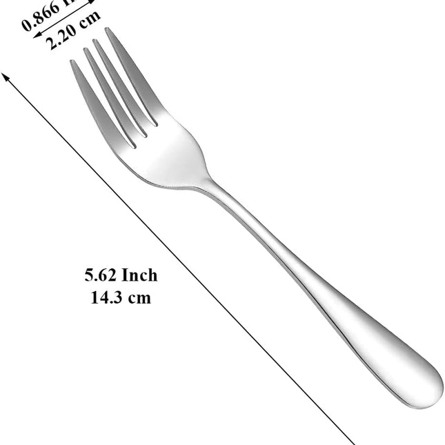 Dessert Forks Set of 12 Pack, Stainless Steel Pastry Fork, Family Appetizer Fork for Fruit, Cake, Cheese, Party Trips, Cafes, Restaurants, Easy to Clean, Dishwasher Safe.