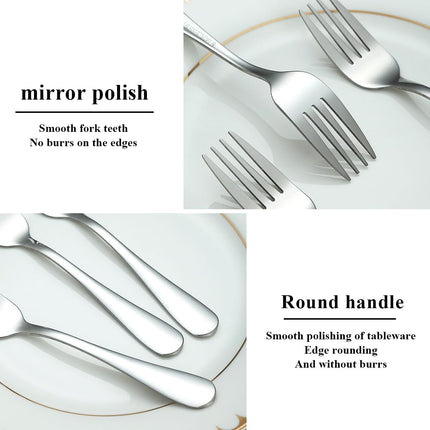 Dessert Forks Set of 12 Pack, Stainless Steel Pastry Fork, Family Appetizer Fork for Fruit, Cake, Cheese, Party Trips, Cafes, Restaurants, Easy to Clean, Dishwasher Safe.
