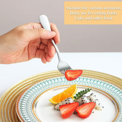 Dessert Forks Set of 12 Pack, Stainless Steel Pastry Fork, Family Appetizer Fork for Fruit, Cake, Cheese, Party Trips, Cafes, Restaurants, Easy to Clean, Dishwasher Safe.