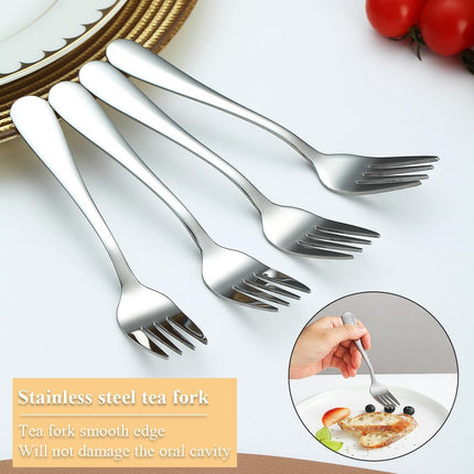 Dessert Forks Set of 12 Pack, Stainless Steel Pastry Fork, Family Appetizer Fork for Fruit, Cake, Cheese, Party Trips, Cafes, Restaurants, Easy to Clean, Dishwasher Safe.