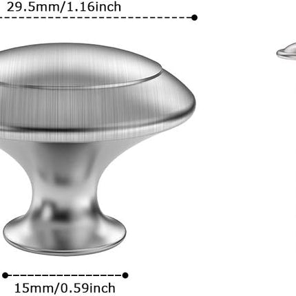 25 Pack Cabinet Hardware Round Knobs Silver Kitchen Mushroom Brushed Nickel Knobs, Cupboard Heavy Knobs, Door Handle Pull for Bathroom Drawer, 1-1/8 inch (29.5mm) (25 Pack).