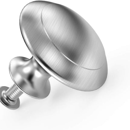 25 Pack Cabinet Hardware Round Knobs Silver Kitchen Mushroom Brushed Nickel Knobs, Cupboard Heavy Knobs, Door Handle Pull for Bathroom Drawer, 1-1/8 inch (29.5mm) (25 Pack).