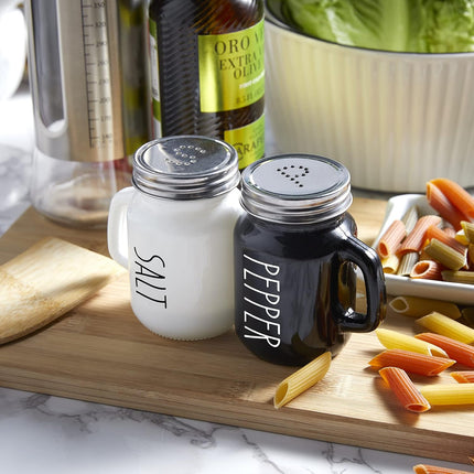 Salt and Pepper Shakers Set,  4 oz Cute Salt Pepper Shaker, Kitchen Decor for Home Restaurants Wedding, Glass Black White Shaker Sets with Stainless Steel Lids.