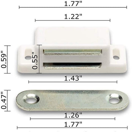 Cabinet Magnet Latch - Best for Cabinet Doors, Cupboards, Drawers and Shutters - Cabinet Magnetic Latch Easy Install - Magnetic Cabinet Catch Screws Included - Set of 12(White).