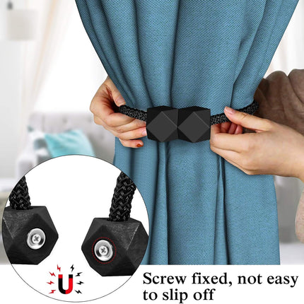 8 PCS Magnetic Curtain Tiebacks, European Style Convenient Drape Tie Backs, Decorative Drape Tie Backs Holdback Holder for Window Draperies, No Tools Required for Christmas Home Holiday Décor.