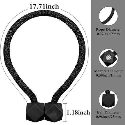 8 PCS Magnetic Curtain Tiebacks, European Style Convenient Drape Tie Backs, Decorative Drape Tie Backs Holdback Holder for Window Draperies, No Tools Required for Christmas Home Holiday Décor.
