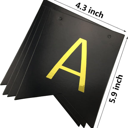 Black Happy Birthday Bunting Banner with Shiny Gold Letters Party Supplies.