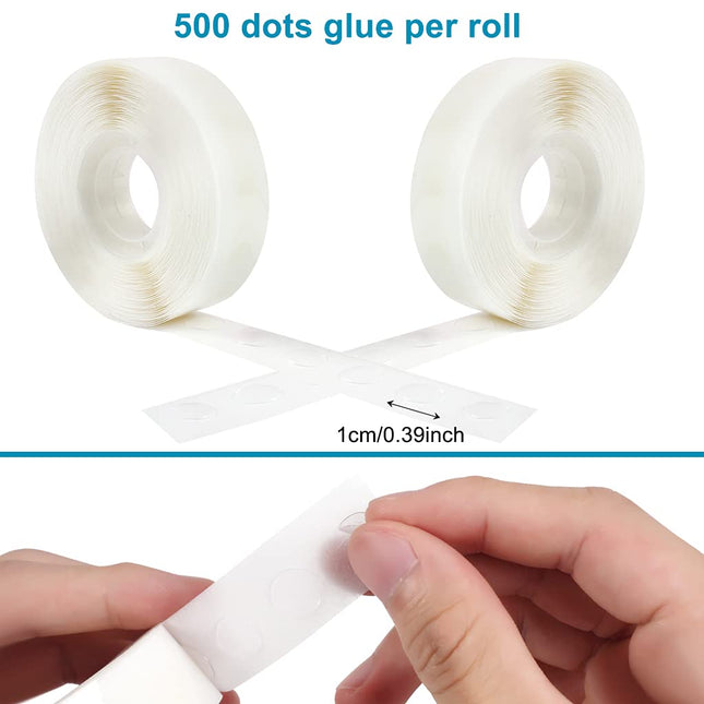 1000 Pcs Glue Point Clear Balloon Glue Dots, Double Sided, Transparent, 1cm/0.4inch in Diameter, for Craft Scrapbook Birthday Wedding Decoration.