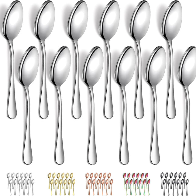Dinner Spoons 12 Pieces 18.5cm, Stainless Steel Soup Spoons, Table Spoon, Sturdy and Durable for Home and Restauroom Daily Use, Easy to Clean, Dishwasher Safe.