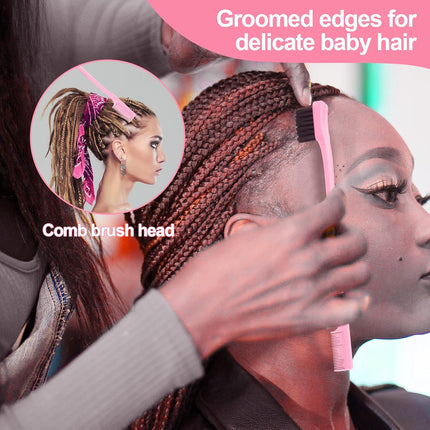 Crochet Hooks for Hair with 2pcs Crochet Needle, 1pcs Edge Brush, 1pcs Bristle Hair Brush, 1pcs Rat Tail Comb, 3pcs Gator Clips Crochet Needle for Passion Twist Crochet Hair Extensions.
