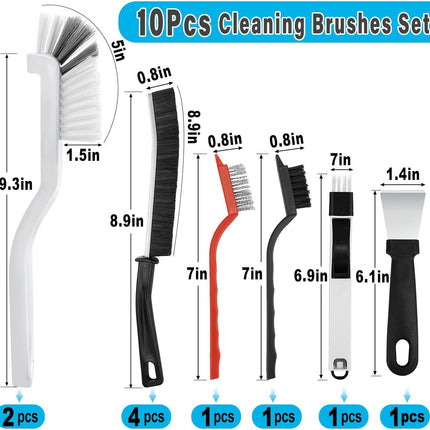 10Pcs Cleaning Brushes Set, Hard Bristle Crevice Cleaning Brush, Multifunctional Gap Cleaning Brush, Small Corner & Windows Brush, Cleaning Supplies for Groove Window Tracks Bathroom Kitchen.