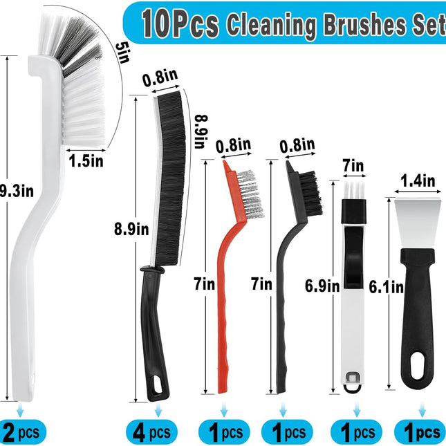 10Pcs Cleaning Brushes Set, Hard Bristle Crevice Cleaning Brush, Multifunctional Gap Cleaning Brush, Small Corner & Windows Brush, Cleaning Supplies for Groove Window Tracks Bathroom Kitchen.