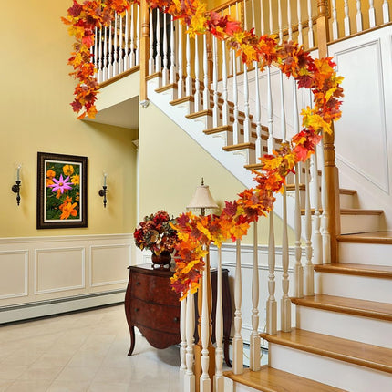6 Packs Fall Garland Maple Leaf, 5.9Ft/Pieces Fall Leaves Garland 7 Maple Leaves Hanging Vines for Autumn Decor Halloween Thanksgiving Christmas Indoor Outdoor Decorations.