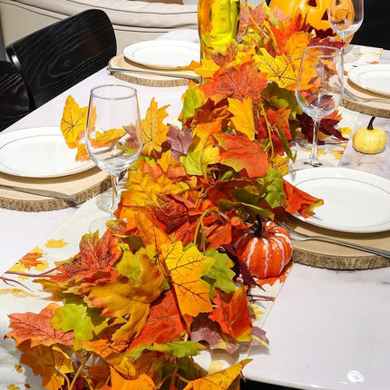 6 Packs Fall Garland Maple Leaf, 5.9Ft/Pieces Fall Leaves Garland 7 Maple Leaves Hanging Vines for Autumn Decor Halloween Thanksgiving Christmas Indoor Outdoor Decorations.