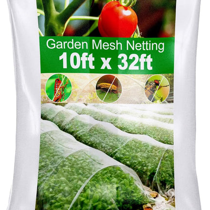 Garden Insect Mesh Netting 10ft x 32ft (3m x 10m), 1mm Ultra Fine Mosquito Netting Bug Netting Bird Netting Insect Barrier, 60 Mesh per Inch Plant Cover for Gardening Vegetables Fruit Tree.