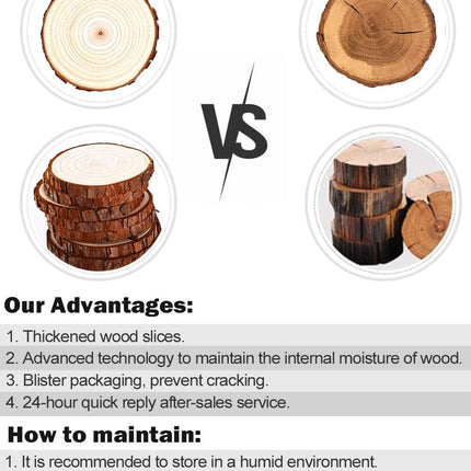 32pcs 2.8-3.2 inches Natural Wood Slices, Unfinished Predrilled Wood Rounds with Hole Thickened Wood Cookies Coasters with Bark for DIY Christmas Ornaments Wedding Decorations Craft Supplies.