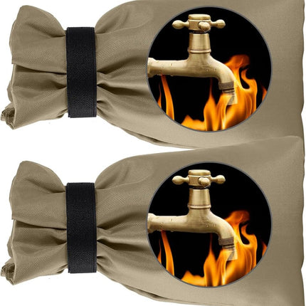 Outdoor Faucet Cover for Winter Freeze Protection 10'' x 8'', 2 Packs Khaki Thickened  Frost Free Outdoor Faucet Covers for Pipe Insulation Waterproof Insulated Spigot Backflow Cover.
