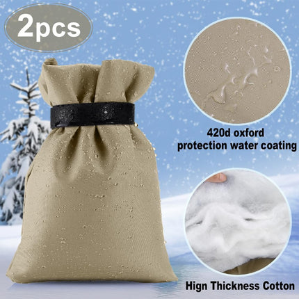 Outdoor Faucet Cover for Winter Freeze Protection 10'' x 8'', 2 Packs Khaki Thickened  Frost Free Outdoor Faucet Covers for Pipe Insulation Waterproof Insulated Spigot Backflow Cover.