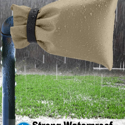 Outdoor Faucet Cover for Winter Freeze Protection 10'' x 8'', 2 Packs Khaki Thickened  Frost Free Outdoor Faucet Covers for Pipe Insulation Waterproof Insulated Spigot Backflow Cover.
