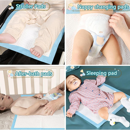 100 Pack Disposable Changing Pads, Portable Diaper Change Pad for Baby, Super Absorbent Leak-Proof Incontinence Bed Table Pee Mat for Travel and Home.